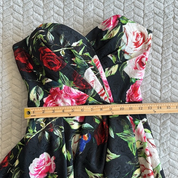 Sherri Hill Black Dress  with Red and Pink Floral Design - Picture 11 of 12